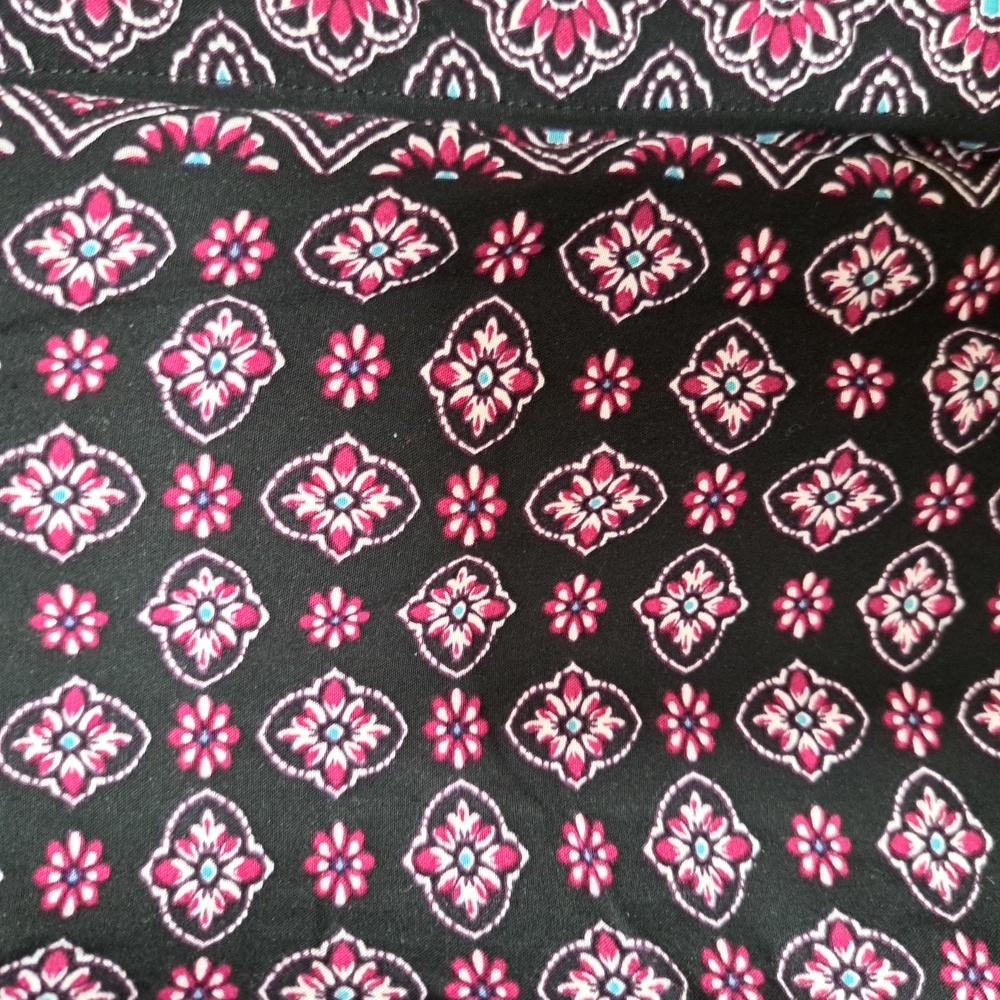 J. Jill Women's Black Floral Print Short Sleeve Peasant Top Blouse Size M - Picture 3 of 6